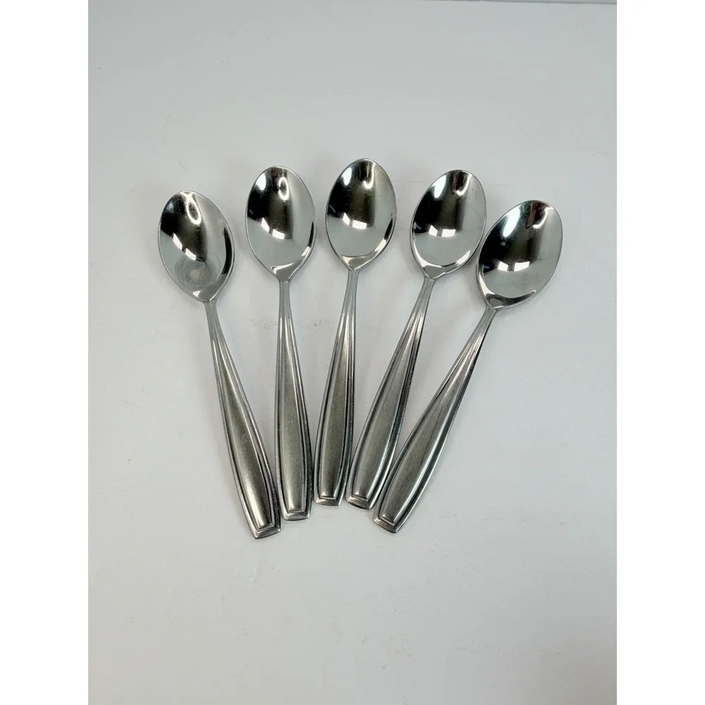 Oneida Satin Bristol Everdale Stainless Teaspoons Lot Of 5